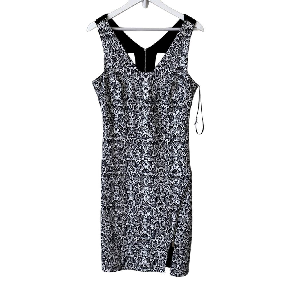 Julia Jordan Dress Size 8 Snakeskin Print Black NWT Bodycon Zipper Mini Party